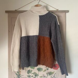 Wishlist Color-block Cable-knit Turtleneck Sweater size S/M